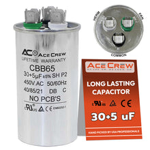 Load image into Gallery viewer, 30/5 uF 450VAC Electric Motor Dual Run Capacitor