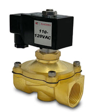 Load image into Gallery viewer, Brass Solenoid Valve NC 1 inch NPT 110V-120VAC Normally Closed for flow control of gas, liquid, fluid &amp; air