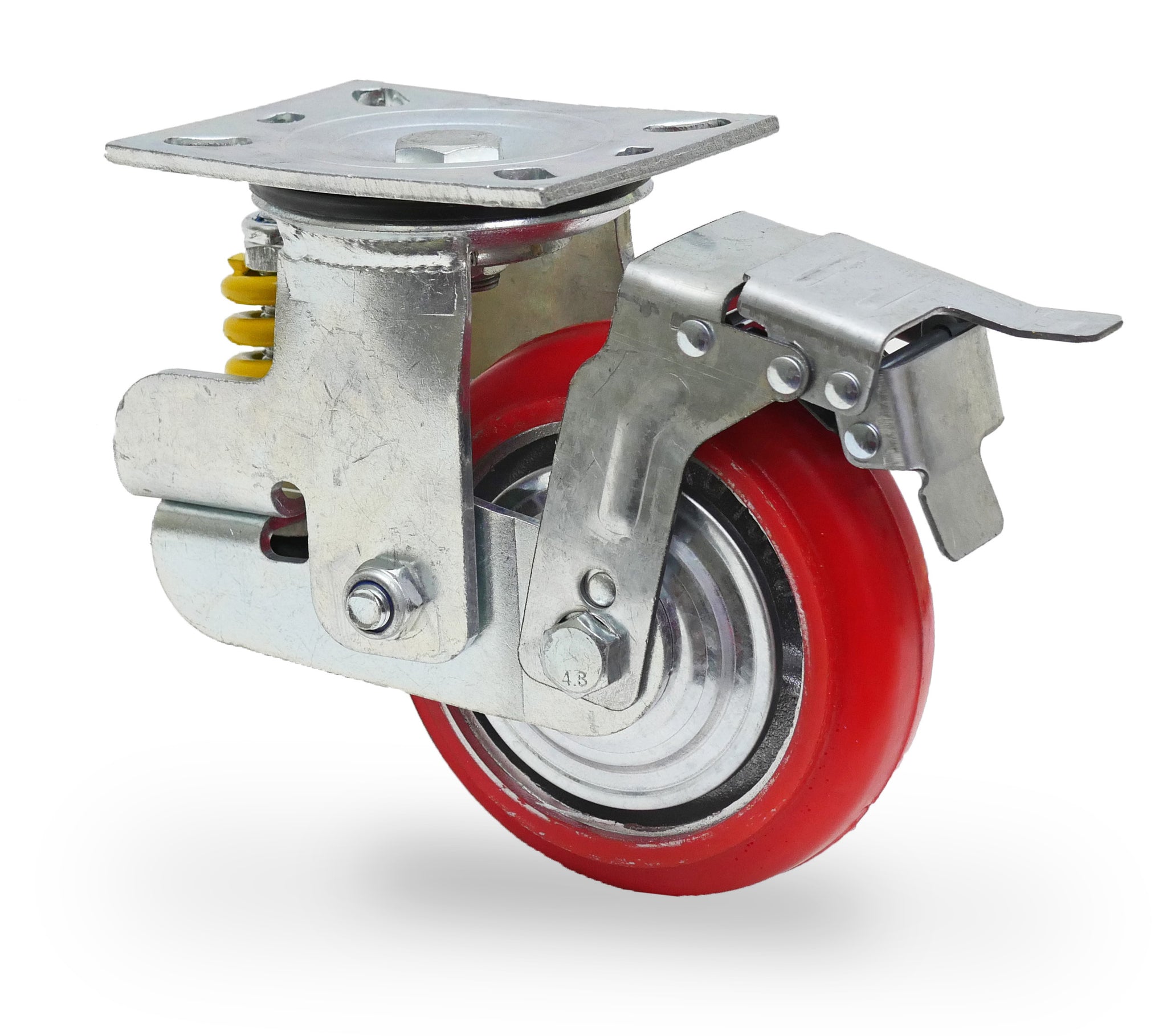 Caster Wheel Protection Spring Loaded Shock Absorbing Casters, Industrial Grade Polyurethane 6 ...
