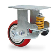 Heavy Duty Caster Wheels, industrial caster wheels, shock absorbing casters, load bearing casters, high capacity casters, spring loaded casters, floor protection casters, smooth-rolling casters, spring casters, steel casters, swivel caster, rigid caster, brake casters, material handling casters, machine casters, warehouse casters, factory casters, high load casters, 5