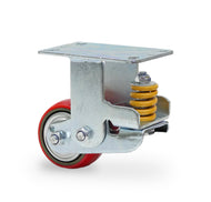 Heavy Duty Caster Wheels, industrial caster wheels, shock absorbing casters, load bearing casters, high capacity casters, spring loaded casters, floor protection casters, smooth-rolling casters, spring casters, steel casters, swivel caster, rigid caster, brake casters, material handling casters, machine casters, warehouse casters, factory casters, high load casters, 4