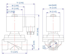 Load image into Gallery viewer, Brass Solenoid Valve NC 3/4 inch NPT 24VAC Normally Closed for gas, air , fluid