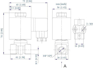 Brass Solenoid Valve NO 3/8 inch NPT 24vdc NPT Normally Open for water, gas & air