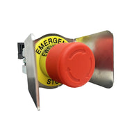 e-stop button, emergency stop, safety guard, heavy duty hazard control, machine safety, industrial safety, operator safety, machine guarding, e-stop button safety guard, safety guard for emergency stop button, red emergency stop button with safety guard, safety guard preventing accidental activation of e-stop button, stop switch, safety compliance, machine guarding, operator protection, emergency stop activation, Safety locking mechanism, stainless steel e-stop guard, 22mm e stop, 10A/600V stop switch