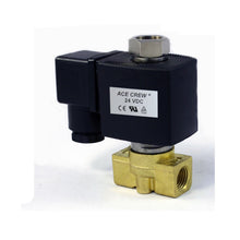 Load image into Gallery viewer, Brass Solenoid Valve NO 3/8 inch NPT 24vdc NPT Normally Open for water, gas &amp; air