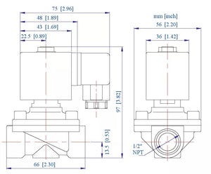 Brass Solenoid Valve Viton 1/2 inch NPT 110VAC , 120VAC for gas, fluid & air