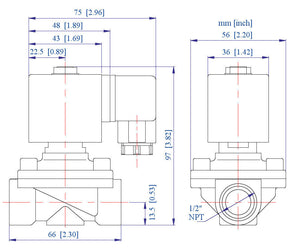 Brass Solenoid Valve NC 1/2 inch NPT 220VAC-240VAC Normally Closed for Fluid, Air & Gas