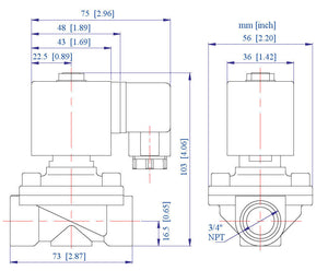 Brass Solenoid Valve VITON 3/4 inch NPT 220VAC, 230VAC, 240VAC Normally Closed for Fluid, Air, Gas