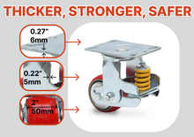 Load image into Gallery viewer, Heavy Duty Spring Shock Absorbing Caster Wheel Spring-Loaded Caster Industrial Grade Polyurethane, Wear Resistant Caster Wheels, Fixed - Swivel/Rigid- Brake Locking, Spring Shock Absorbing Design, 8&quot; Wheel