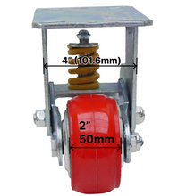 Load image into Gallery viewer, Spring Loaded Shock Absorbing Casters, Industrial Grade Polyurethane 5&quot; Wheel, Rigid, Brake Locking and Swivel Options