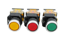 Load image into Gallery viewer, push button, momentary push button, emergency stop button, yellow push button, 22mm push button, panel mount push button, industrial push button, 660V push button, 10A push button, 660V yellow push button, 10A yellow push button 