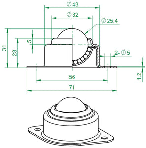 ACECREW 1 Inch (Pack of 10) Ball Transfer Flange Mount Heavy Duty Bearing Roller Conveyor -M322