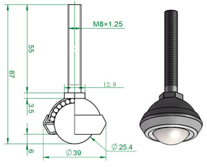 ACECREW 1 Inch (Pack of 4) Specialty Ball Down Ball Transfer - Heavy Duty Face Bearing Conveyor -M324