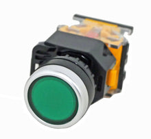 Load image into Gallery viewer, push button, momentary push button, emergency stop button, green push button, 22mm push button, panel mount push button, industrial push button, 660V e-stop button, 10A e-stop push button, 660V green push button, 10A green push button 